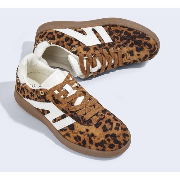 Women's Leopard Classic Retro Gum Sole Fashion Fabric Sneakers Shoes